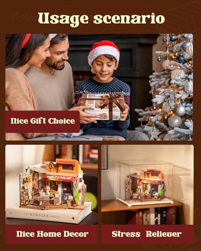Rowood Miniature House Kit,Mother's Day Mini House Building Kit with LED,DIY Dollhouse Craft Kits for Adults,Birthday for Women Ages 14+(Corner Bookstore) - style: Corner Bookstore