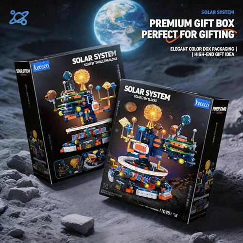 Solar System Globe Building Set, 1140 Pcs STEM Planet Assembly Model for Teens