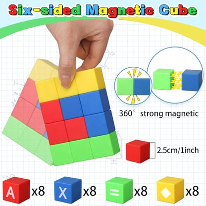 1 Inch Large Magnet Cube for Kids Toddler, Magnetic Blocks Gifts for Boys Girls , Letter Alphabet Sensory STEM Toy Science Kit, Number Construction 3D Puzzle Learning Toy Classroom Must Have 32 Pack