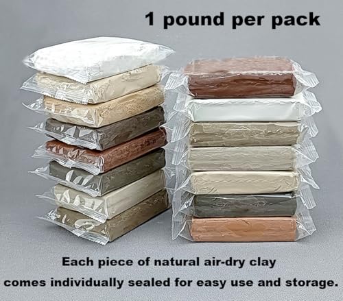 10 lb White Natural Air-Dry Clay + 30 pcs Pottery Tools + Storage Box,Ideal for Wheel Throwing,Hand Building,Sculpting;Great for All Skill Levels;Whiteware Clay for Pottery (White 10LB)