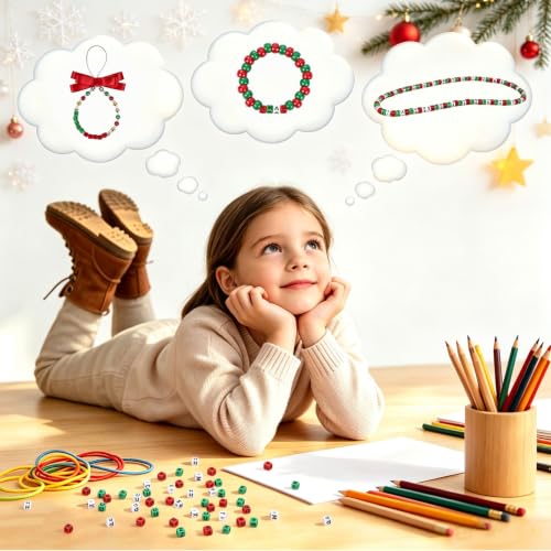 Augshy 1400 Pcs Christmas Letter Beads for Jewelry Making, Alphabet Bead - color: Red Green White