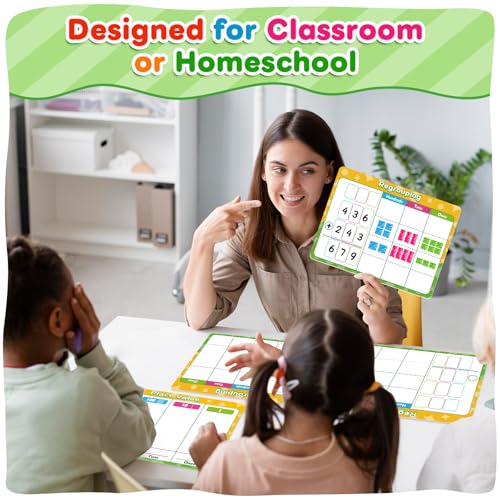 12 Pack Place Value Chart Dry Erase Flash Cards, 9" x 12" Math Manipulatives Small White Board Addition Subtraction 1st 2nd 3rd Grade Classroom Teacher Homeschool Supplies Essential - color: Yellow