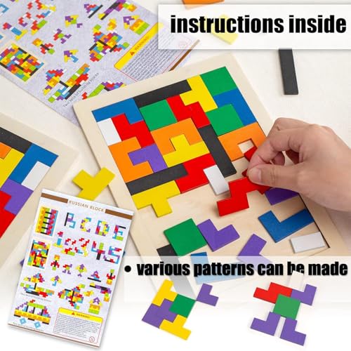 3 Otters Wooden Tangram Puzzle, 2-Pack Russian Blocks Brain Teaser - size: Medium