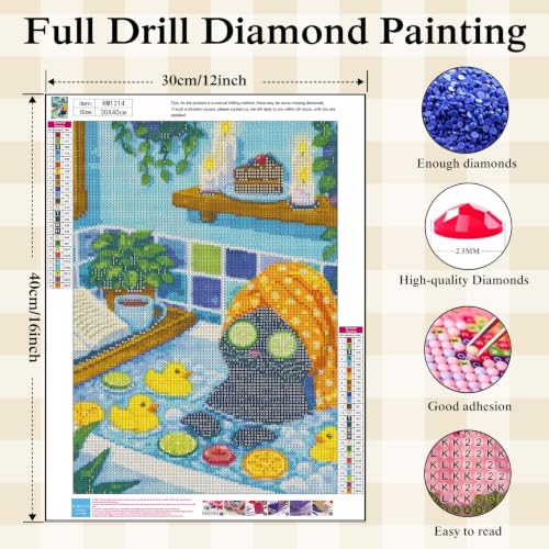 Animal Diamond Painting Kits for Adults,Funny Cat Spa Diamond Art Kits - color: KM1314-1