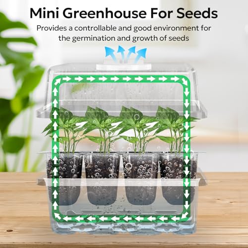 MIXC 10 Pack Seed Starter Tray, 120-Cell Stater Kit with Humidity Dome - color: Transparent, size: 12 Cell-10 Packs-Clear Cover