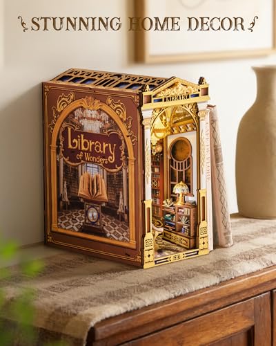 Rolife Book Nook Kit Baroque Library Snap-Fit 3D Wooden Puzzles for Adults - color: Library of Wonders