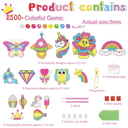 BANBBUR 16 Pcs Gem Art for Kids Ages 4-8 8-12, Kids Diamond Art and Crafts