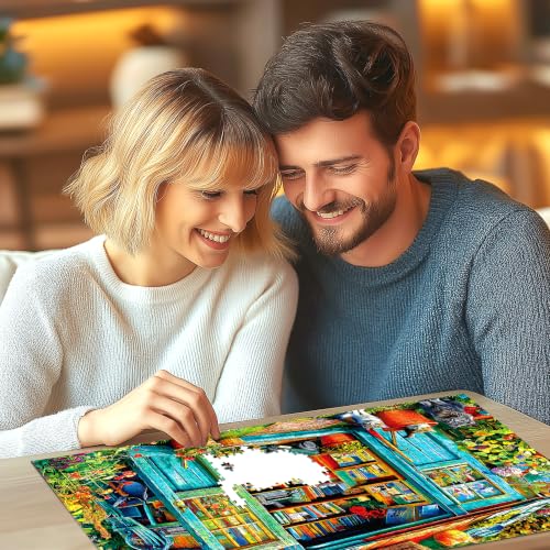 Blueforest Puzzles for Adults 1000 Pieces Cozy Garden Shed with Cats - color: Cozy Garden Shed