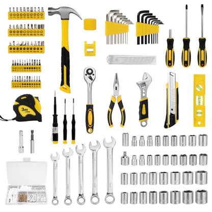 248-Piece Home Repair Hand Tool Set with Storage Case - color: Yellow