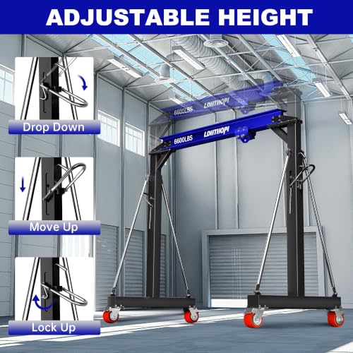 LDHTHOPI 3 Ton Gantry Crane, 6600LBS with Manual Trolley, Hook & Shackles - color: Blue