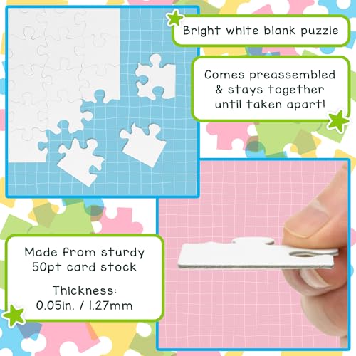 Hygloss 8 Blank Jigsaw Puzzles with Envelopes – 5.5 x 8 Inch, 12 Pieces Each – DYI Party invites, Perfect for Decorating, Kids' Activities, Arts & Crafts or Party Favors - size: 12 Puzzle Pieces, style: 8 Puzzles with Envelopes
