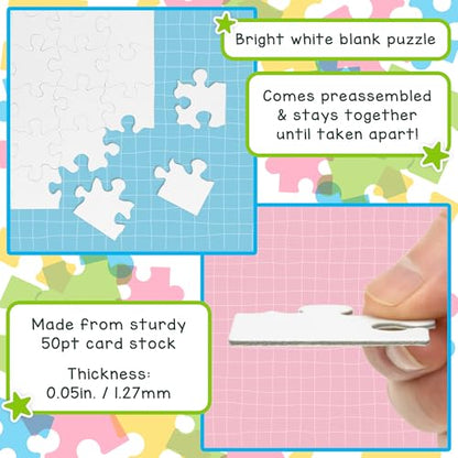 Hygloss 8 Blank Jigsaw Puzzles with Envelopes – 5.5 x 8 Inch, 12 Pieces Each – DYI Party invites, Perfect for Decorating, Kids' Activities, Arts & Crafts or Party Favors - size: 12 Puzzle Pieces, style: 8 Puzzles with Envelopes