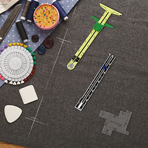 Weewooday 3 Piece Sewing Gauge Measuring Tool 5 in 1 T Shaped Sliding Ruler Seam Gauges 2 Inch Mini Aluminium Quilting Templates Fabric Hem Ruler for Knitting Crafting Beginner Supplies