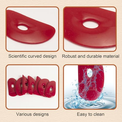 DIYOOHOMY 2 Pcs Soft Silicone Pottery Ribs for Ceramic, Mud and Clay Tools - color: red-2