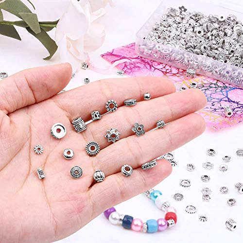 Cridoz Metal Spacer Beads for Making Bracelet, Necklace, Jewelry Making and Findings Accessories, 900Pcs, Silver - color: Silver2