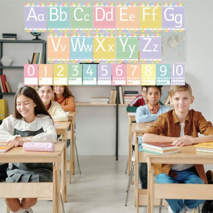 37 Pcs Pastel ABC Alphabet for Classroom Wall ABC Posters and 0-10 Number Cards Pastel Bulletin Board Letters Number Line for Classroom (Pastel ABC) - color: Pastel Abc