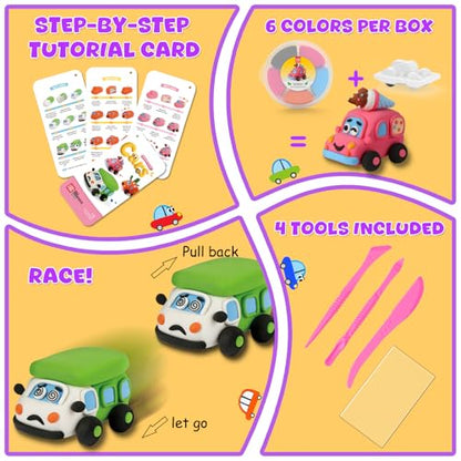 Air Dry Clay Kit for Kids - 3 Boxes Pull Back Car Making - color: Fun Adventure Park