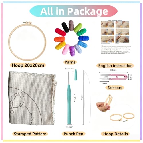 DIY Punch Needle Kits Christmas Snowman Winter Snow with Hoop 20x20cm-2 - color: 02-Snowman