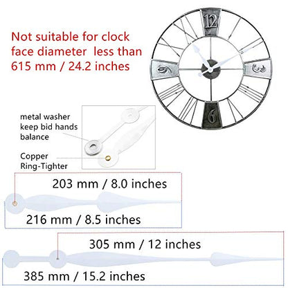 Youngtown High Torque Long Shaft Clock Movement Kit with 12 in White Hands - color: White, size: 29/32 inch Total shaft length
