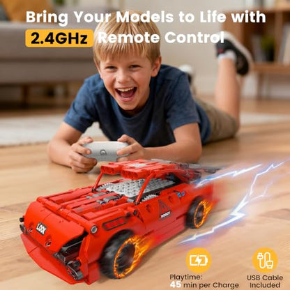 5 in 1 Robot Building Kit, STEM APP & Remote Control Robotics - color: Red