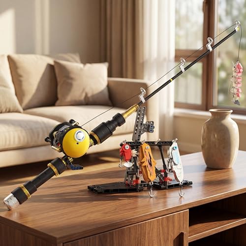 Fishing Rod Building Block Set 589+ Pcs STEM Hobby Decor Model Toy - color: Deluxe Edition: 589 Pieces