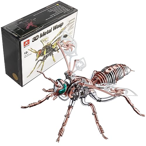 3D Metal Wasp Puzzles for Adults Model Kits Mechanical Puzzle Building Blocks, Difficult DIY Assembly for Men (Steel+Rose Gold) - style: Steel+Rose Gold