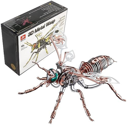3D Metal Wasp Puzzles for Adults Model Kits Mechanical Puzzle Building Blocks, Difficult DIY Assembly for Men (Steel+Rose Gold) - style: Steel+Rose Gold