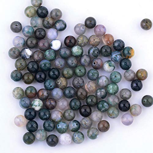 Natural Stone Beads 100pcs 10mm India Agate Round Genuine Real Stone Beading Loose Gemstone Hole Size 1mm DIY Smooth Beads for Bracelet Necklace Earrings Jewelry Making (India Agate, 10mm) - color: India Agate Green, size: 10mm