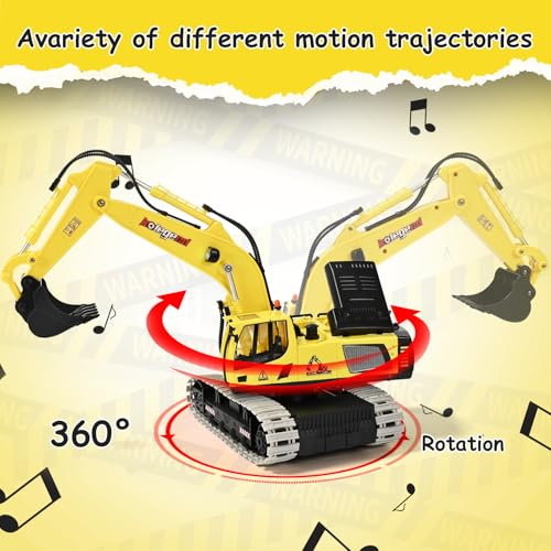 kolegend Remote Control Excavator Toy 16 Inch, 11 Channel RC Construction Vehicles Hydraulic Haulers Digger Toys Gift for 6+ Years Old Kids Boys - color: Yellow