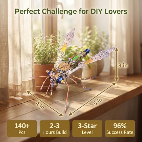 3D Metal Puzzles for Adults Teens-160+Pcs-Mechanical Mosquito Bee Insect Models-3 Hours to Build-Ideal for Birthday Gifts and Decorations (Mechanical Mosquito) - style: Mechanical mosquito