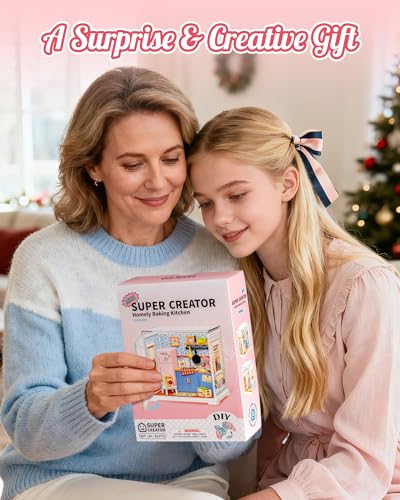 Rolife Super Creator Mini Series, DIY Plastic Miniature Kits Retail Store Series, Mini Model House Building Set for Teens Aged 14+, DIY Crafts/Hobbies for Adults (Homely Baking Kitchen) - style: Homely Baking Kitchen