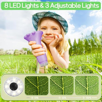 WINWEND Kids Microscope Pocket Microscope -1000X Portable Microscope for Kid | Photo and Video Mini Microscopes | 2'' Digital Little Scientist Microscopes for 3-10 Age Years Old Boys Girls Toys Gifts - color: Purple