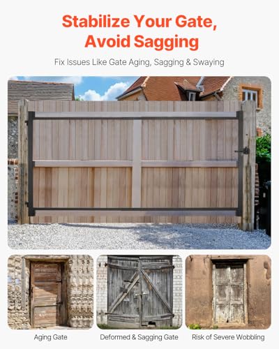 VEVOR Gate Building Kit, Fits 60 to 96 in Wide Openings, Up from 4 to 5 ft High Fence, Adjustable Gate Building Kit, Anti Sag Full Gate Frame Kit with Latch Lock and Screws, for Wooden Fence, Iron - size: 60"-96" wide openings, 4'-5' high