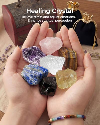 Chakra Healing Crystals Set - Crystals and Healing Stones, Chakra Bracelets, Amethyst Crystal Wand and Ball, 7 Chakra Stones Set, Energy Balance and Protection, Relief Anxiety Stress Gifts for Women - color: Colorful (Set 12)