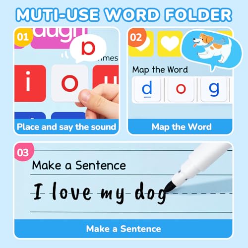 JoyCat 265 Phonics Magnetic Letter Tiles, ABC Word Building Kit with Folder - style: 265 Tiles+1 Word Folder