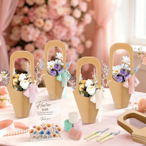 DERTE 57 Pcs Flower Bar Supplies Kit with Acrylic Flower Bar Sign
