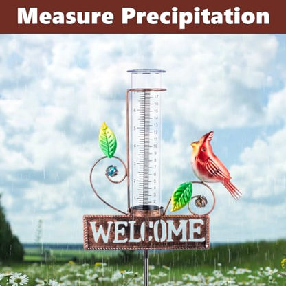 Stargarden Rain Gauge Outdoor, Metal Cardinal Rain Gauge - color: Cardinal