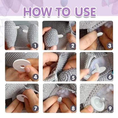 TOAOB 20 Set 55mm Joints for Amigurumis Crochet White Movable Plastic Animals Joints for Crochet Stuffed Animals Crafts Puppets Limbs and Arms Leg Neck Joints Making - size: 55mm