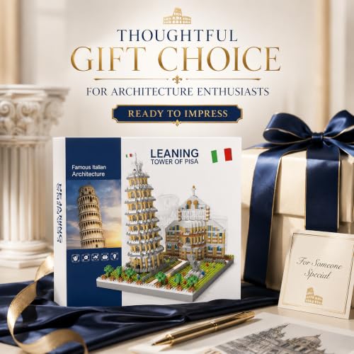 Leaning Tower of Pisa Micro Mini Building Blocks Set Italy Architecture Building Kits Famous Landmark Model Toys Gift for Adults Kids Teens 2500 PCS - style: The Leaning Tower of Pisa