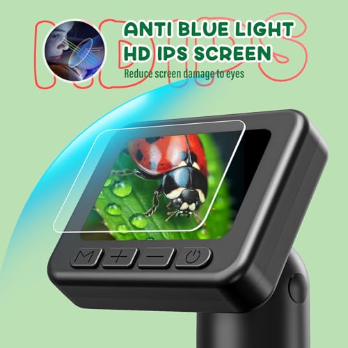IMICHI Microscope for Kids 50X-1000X Magnification- 2 inch IPS HD Screen, 32GB storage Card, 1080P Video, 2-Hour Battery Life, Easy Carry, Slides Included - Perfect Science Kit Gift for Kids Ages 8-12 - color: Black