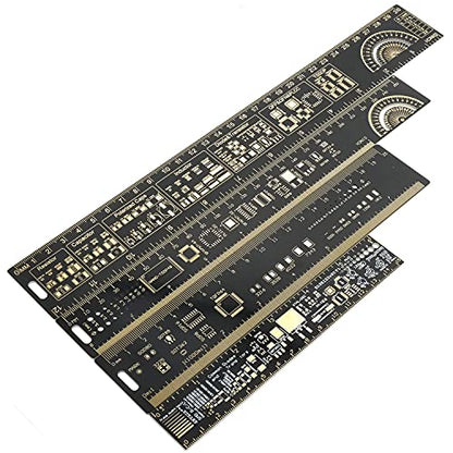 Mayata 3PCS/4PCS 15cm 20cm 25cm 30cm Multifunctional PCB Ruler Measuring Tool Resistor Capacitor Chip IC SMD Diode Transistor Package 180 Degrees (4pcs/lot)