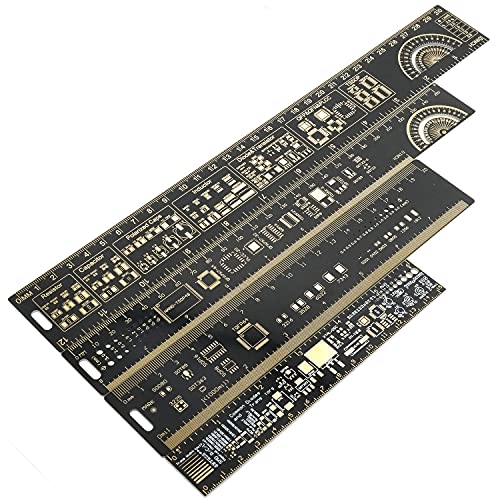 Mayata 3PCS/4PCS 15cm 20cm 25cm 30cm Multifunctional PCB Ruler Measuring Tool Resistor Capacitor Chip IC SMD Diode Transistor Package 180 Degrees (4pcs/lot)