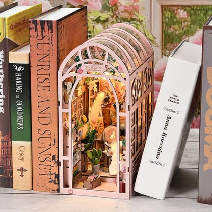 TOYQI Book Nook Kit, DIY Miniature Dollhouse Kit for Adults and Teens - color: Greenhouse