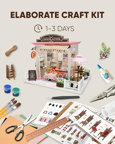 DIY Miniature House Kit Dollhouse Kit for Adults to Build Mini Shop - color: Chocolate Shop