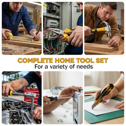 Sundpey 267 Pcs Tool Kit Set for Home with 21V Cordless Drill & Drawer Case