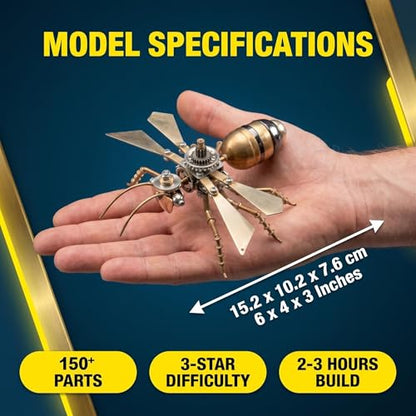 3D Metal Puzzle Mechanical Model Kit Steampunk Bee Insect 150+ Parts 2-3 Hours Build No Glue Screw Assembly Ideal Gift for Hobbyists Men Teens 14+ (Flying Ants) - style: Flying Ants