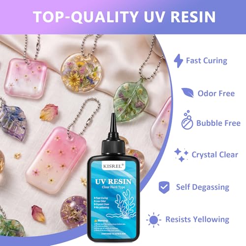 KISREL 200g UV Resin Kit with Light and Molds, Big 22 LED Beads Resin Kit - size: UV200g+22Lamp Beads