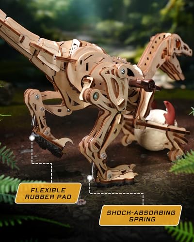 ROKR 3D Wooden Puzzles for Adults,Velociraptor Model Kit,106Piece 3D Wooden Puzzles,Gift for Adults and Teens