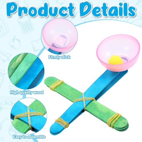 Foilswirl 36 Sets Stem Catapult Building Kit DIY Stick Catapults Craft Kits for Kids Classroom Educational and Learning Activities Camp Crafts Supplies(Light Color) - color: Light Color