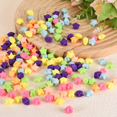 MECCANIXITY 136pcs Pre-made Origami Lucky Stars Paper Wishing Star Lemon Yellow for Best Wish Christmas Party Wedding Valentine's Day Girl Friends Gift - color: Lemon Yellow